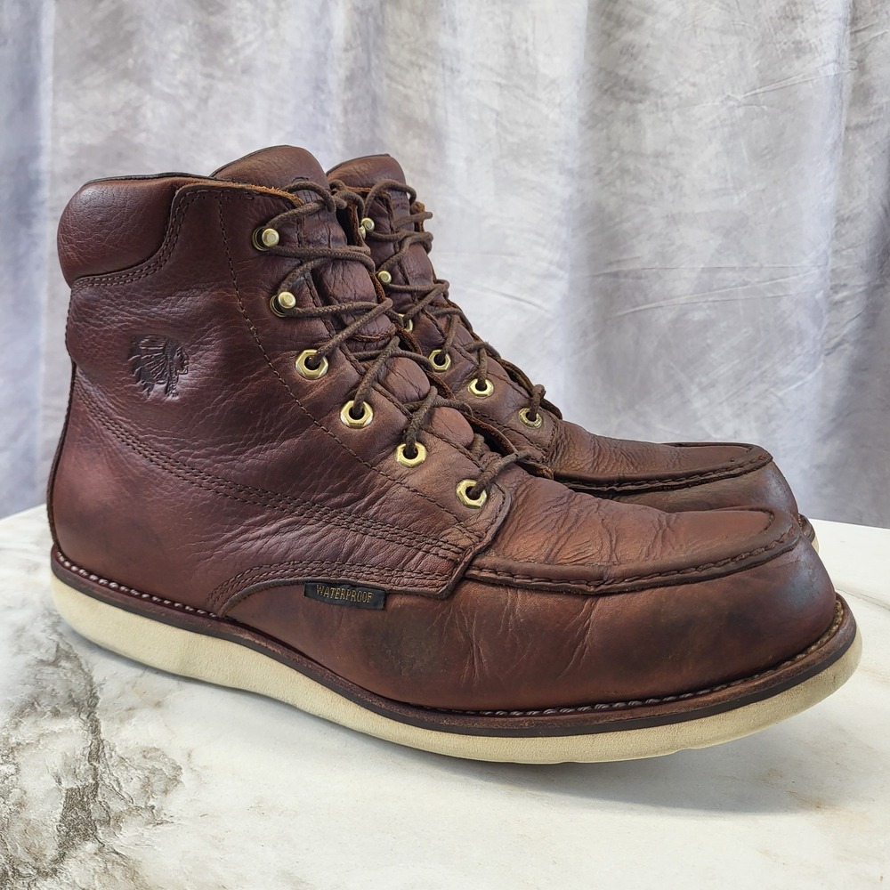 Chippewa Moc Toe Wedge Lace Up Boots Men's Size 14 EE Cognac Red/Brown 25341